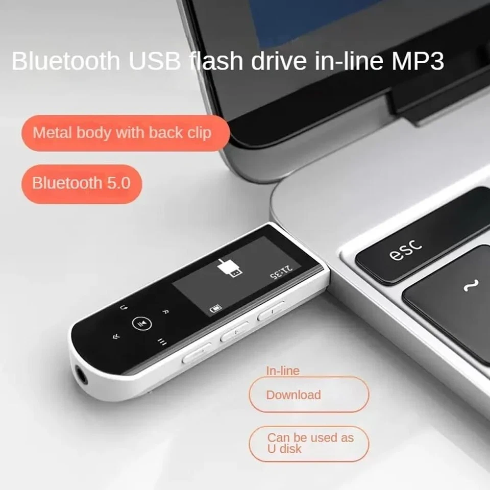 RUIZU Clip MP3 Player w/ Earphone Bluetooth 5.0 Portable Music Player White - Image 4 of 4