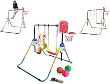 Jungle Kids Monkey Horizontal Bar Kip Bars Red w Basketball Hoops Swing Trapeze