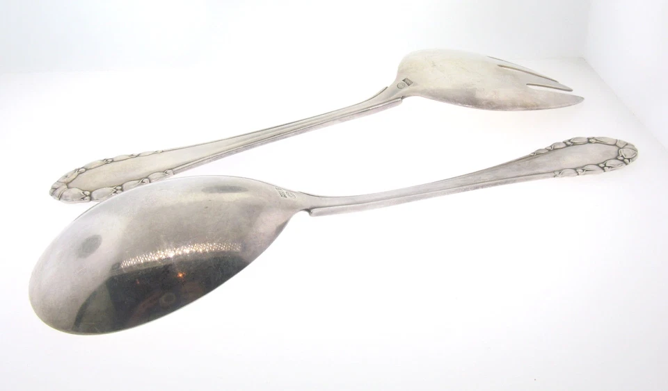 Cuchara y tenedor vintage de plata esterlina "Lirio del Valle" Georg Jensen Foto 2 de 4