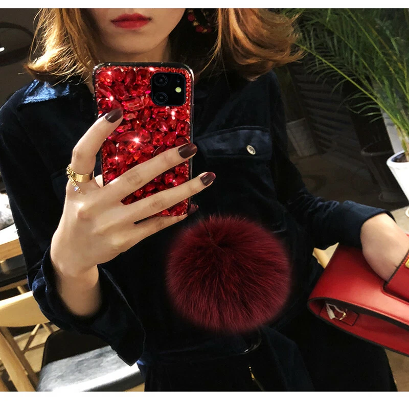 Funda Diamante Completa Brillante Lujo para Samsung S25 S24 S23 Note20 10 9 con Bola de Felpa Foto 2 de 4