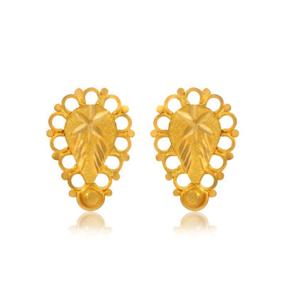 Senco Gold 22k Pear Shaped Gold Studs For Women
