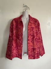 Coldwater Creek Floral Pink Tropical Button-Up Lined Jacket Size S
