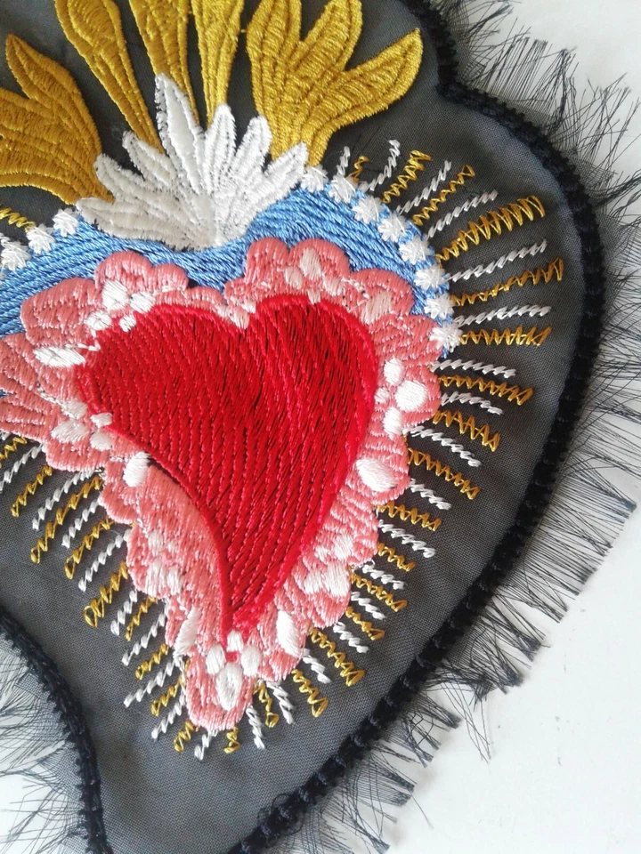 Sacred Heart Milagro Big Handmade Embroidered Patch - Image 2 of 4