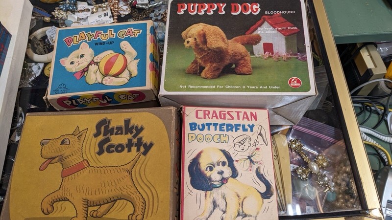 Antique Wind-Up Toys4 Have Original Boxes.1 Not Wind-Up Dog W No Box 1930-1950's