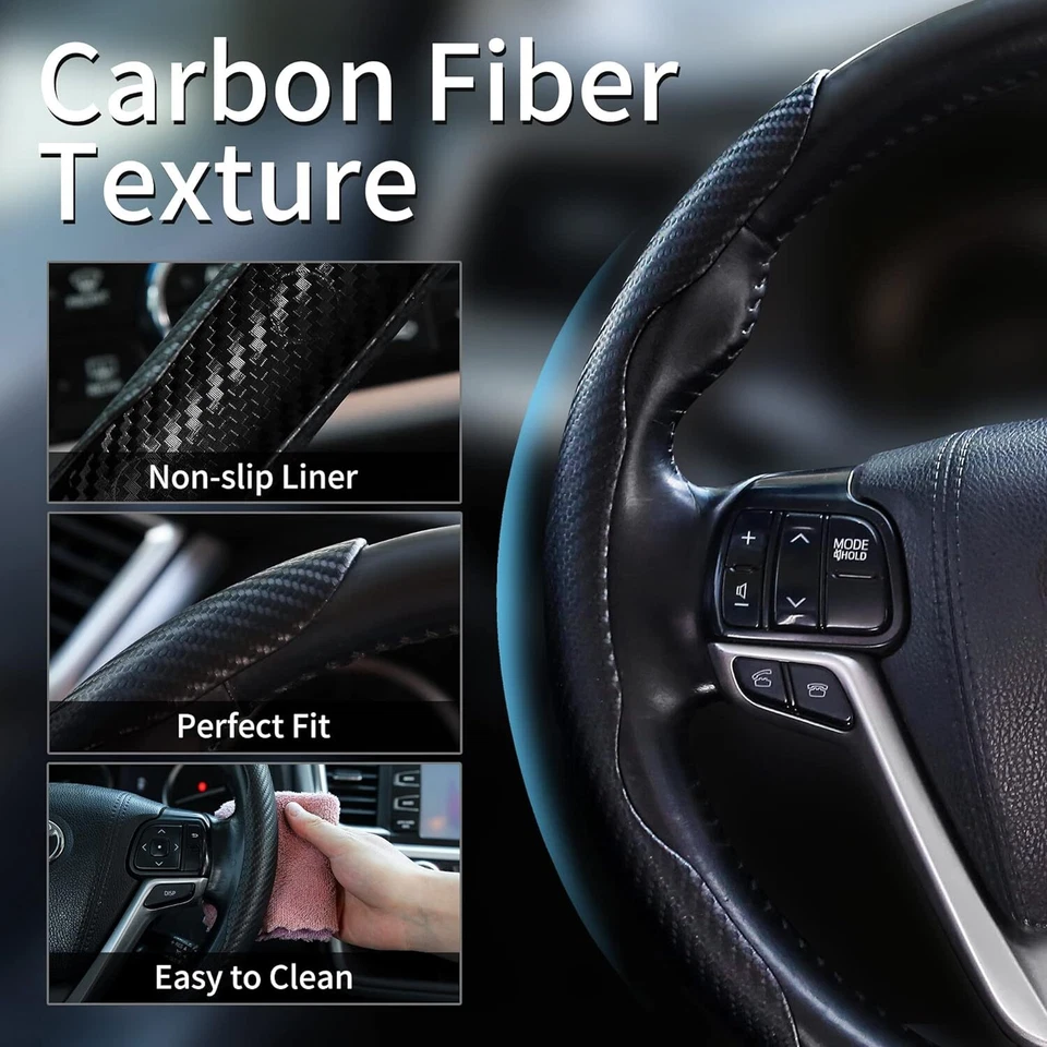 For Hyundai Car Steering Wheel Booster Cover Non-slip Carbon Fiber Accessories Foto 4 de 4
