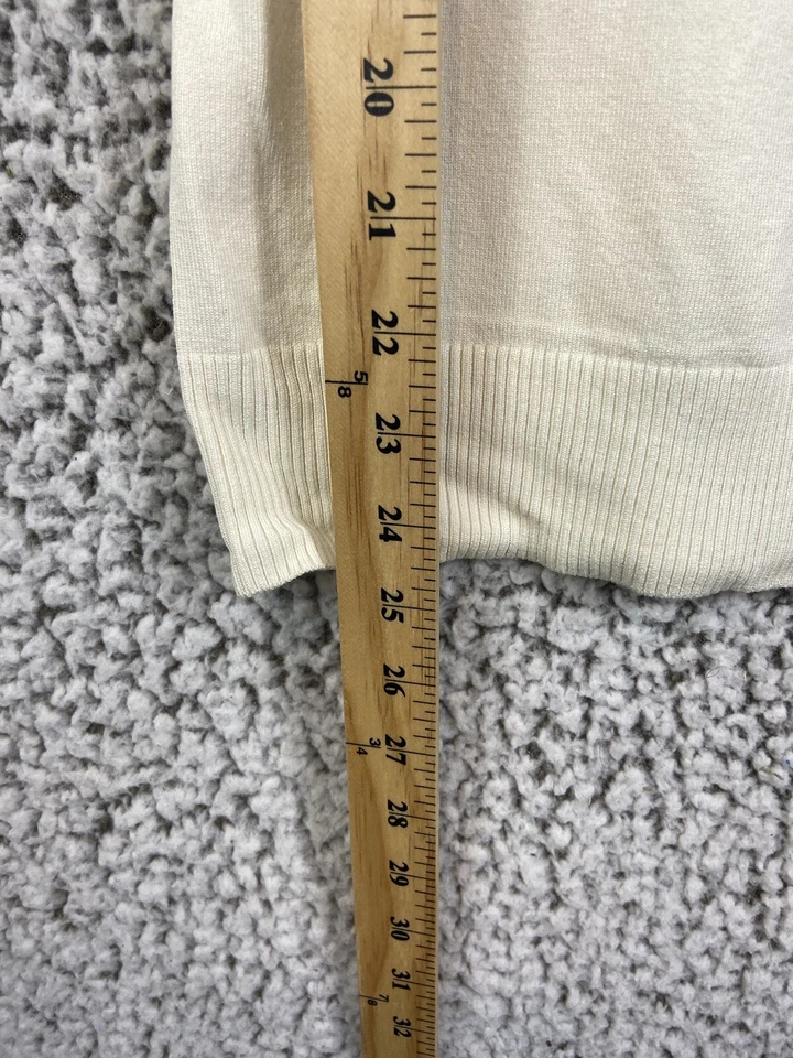 Suéter sin mangas White House Black Market mezcla seda crema rosa detalle talla M Foto 3 de 4