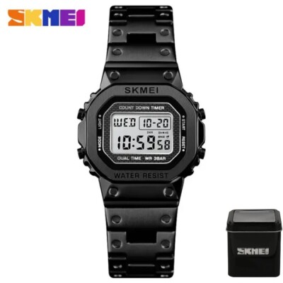 Damen Frauen Multifunktion Digital Uhr Digital Legierung Schwarz Armbanduhr OVP