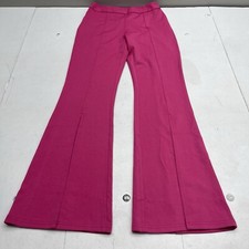 Women  s Pink Flared Split Leg Stretch Pull On Trouser Pants Size 10