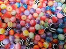 Lot of 100 Mixed Colors Rainbow 12mm Round Resin Beads for Crafts or Jewelry