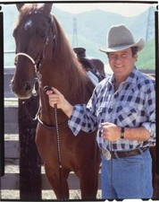 William Shatner posing by horse stables stetson 1980's Original 5x4 Transparency