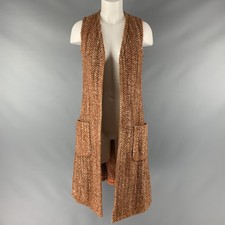Chloe Size M Camel Beige Boucle Open Front Vest