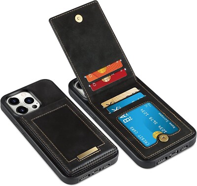 iPhone 14 Pro Max Handyhülle Schutzhülle Leder Magnet Kartenfach Wallet