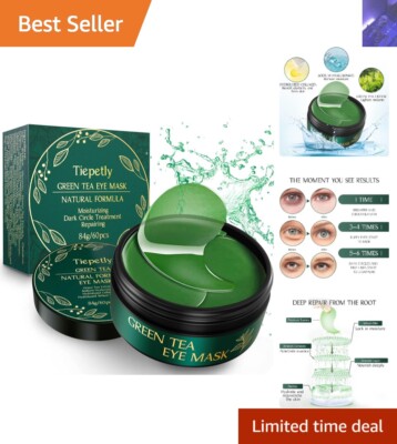 60  Green Tea Eye Patches - Hydrating Collagen Masks for Youthful Skin