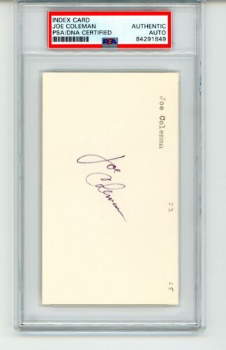 Joe Coleman Signed Autographed 3x5 index card PSA/DNA Slabbed Auto Senators Cubs - 第 1/1 張圖片