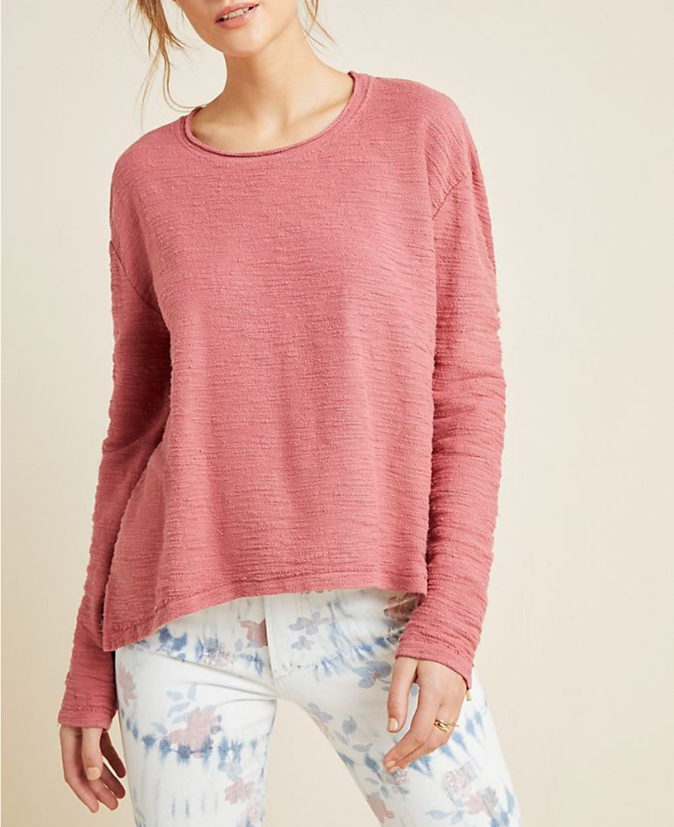 ANTHROPOLOGIE T.La WOMEN'S PINK ROSE MARSHA KNIT PULLOVER TOP Sz S eBay