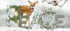 Peace Deer  Lynnea Washburn Long Glitter LPG Greetings Christmas Card