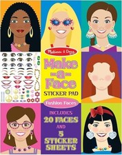 Melissa  Doug Make-a-Face Sticker Pad - Fashion Faces, 20 Faces, 5 Sticker Shee