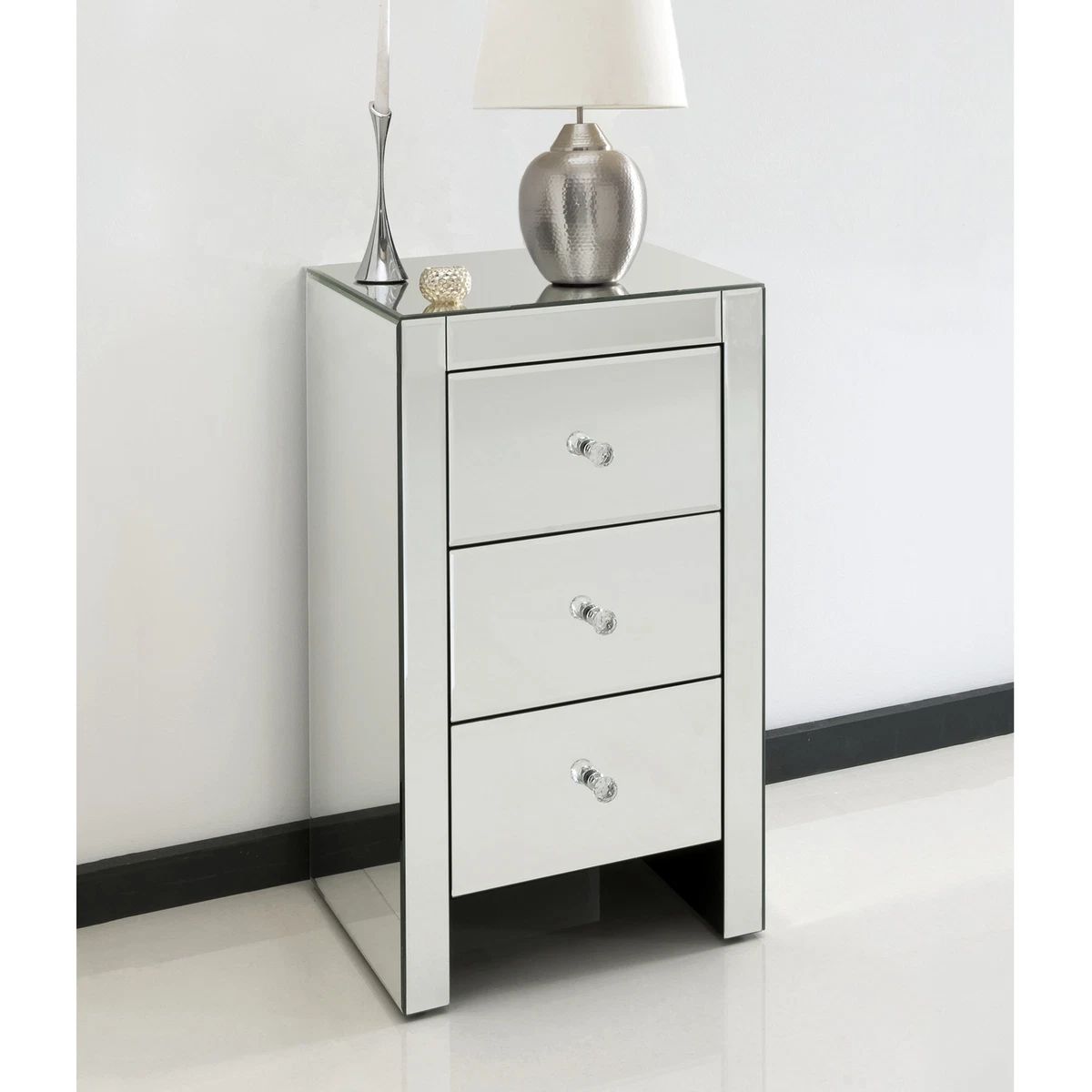 Romano mirrored sale slim bedside table
