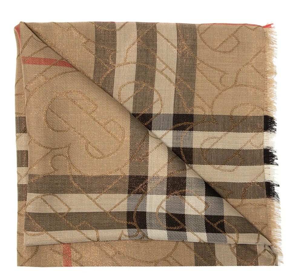 Burberry Triple Check Monogram Silk Scarf