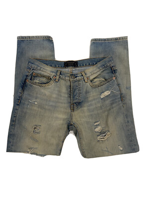 Zara Basic Dept Denim Jeans Distressed Blue Womens Size 29x27 Vintage GUC 
