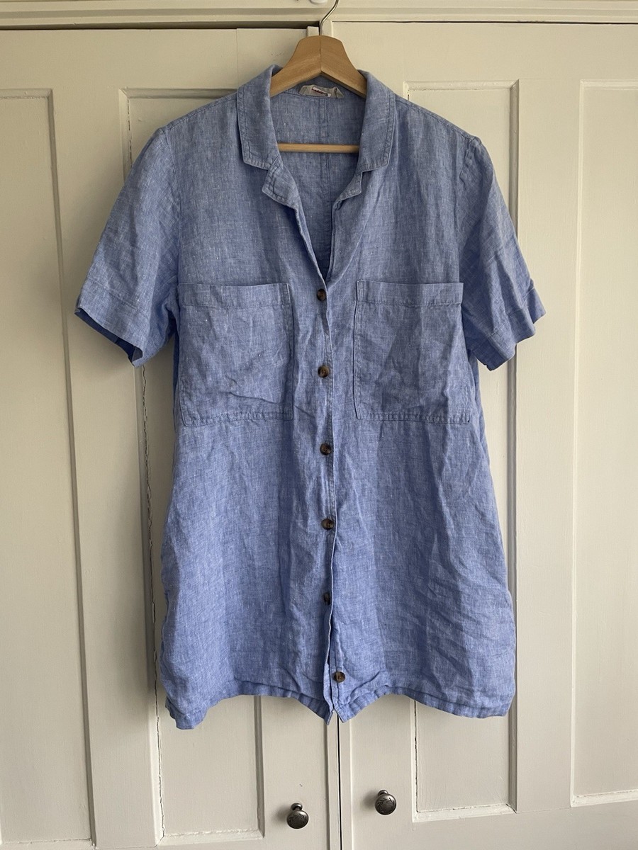 EVERLANE The Shirtdress Light Blue Linen Button-Up Tunic Shirt Dress  Women's MED | eBay