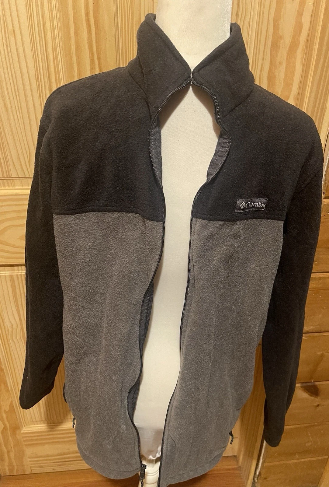Columbia Fleece Full Zip Jacket Men's Large Tall Hiking Outdoor Sweater Warm EUC