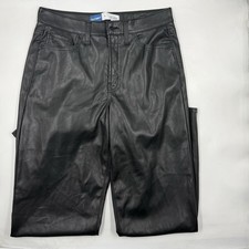 Old Navy Pants Womens 8 Black High-Rise OG Loose Faux Leather Pockets Zip