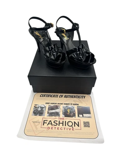 SAINT LAURENT (YSL) Sandalo Saint Laurent Patent Tribute 75 nero e oro taglia 36 (5 5)