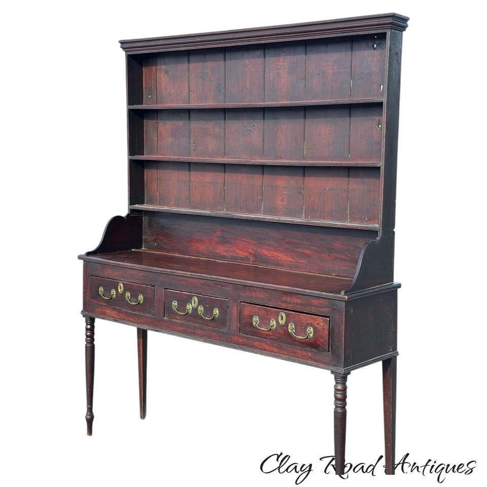 Antiguo armario tocador galés nogal acabado antiguo siglo XVIII George Foto 2 de 4