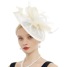 Tocado De Pelo Con Plumas Negro Y Azul Medianoche - Diadema Para Boda, Carreras De Ascot, Fiestas
