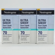 3 Neutrogena Face Liquid Sunscreen Mineral Sensitive Skin 1.4 oz SPF 70 Exp 2/27
