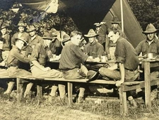 Antique Real Photo Postcard Rppc Ww1 Soldiers At Chow Camp Colt Gettysburg Pa
