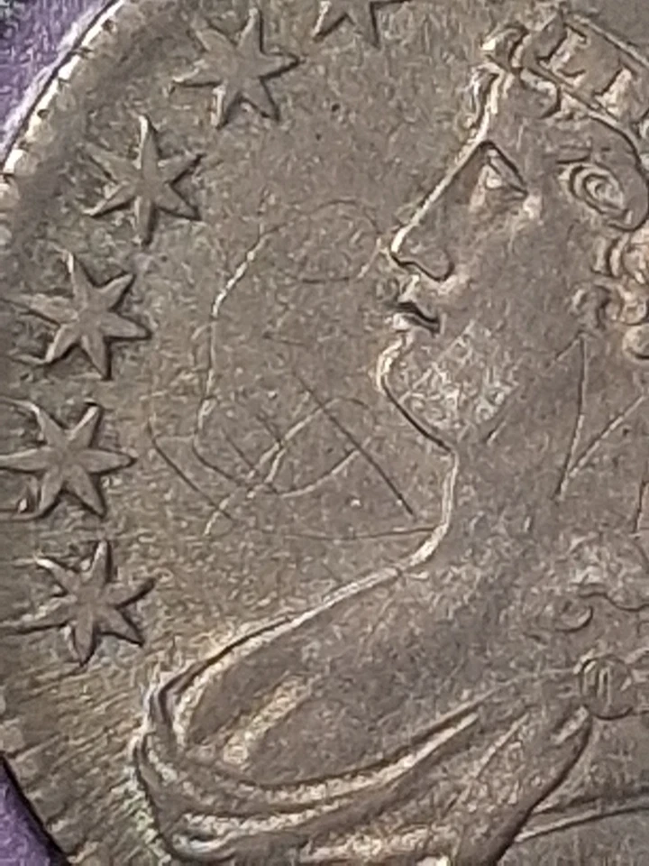 1811 -P CAPPED BUST HALF DOLLAR. AU+ CONDITION . MINT LUSTER. LIGHT SCRATCH... - Image 3 of 4