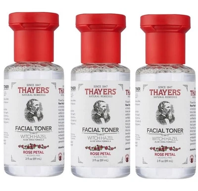 3x Thayers Rose Petal Facial Toner 89ml Each Alcohol-Free Witch Hazel