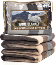 Natural Alpaca  Sheep Wool Blanket   Twin Size   Heavyweight Warmth, Thick, Bre