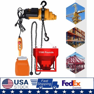 1/2Ton Electric Chain Hoist 1100Lb 13Ft Lifting Chain Wired Remote Control 1300W