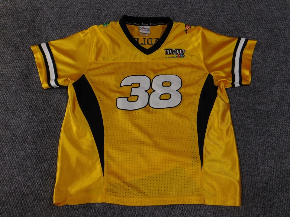 M&M's Racing Team Jersey Womens XL Yellow Mesh NASCAR Racing 38 Elliott Sadler - Image 3 of 4