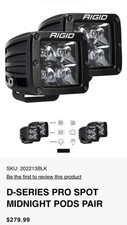 Rigid Industries Midnight Edition D-series Pro 3x3 Cube Lights Brand New