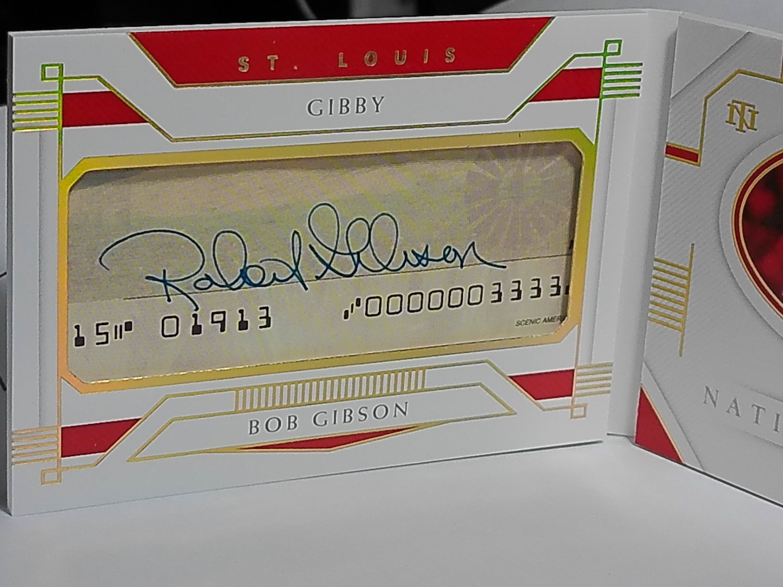 2021 National Treasures Bob Gibson Cut Signature Auto Autograph Booklet  4/25 view 3