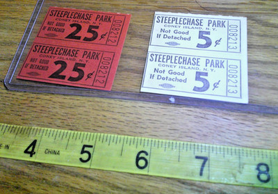 Vintage lot steeplechase park 5c and 25c tickets Coney Island New York