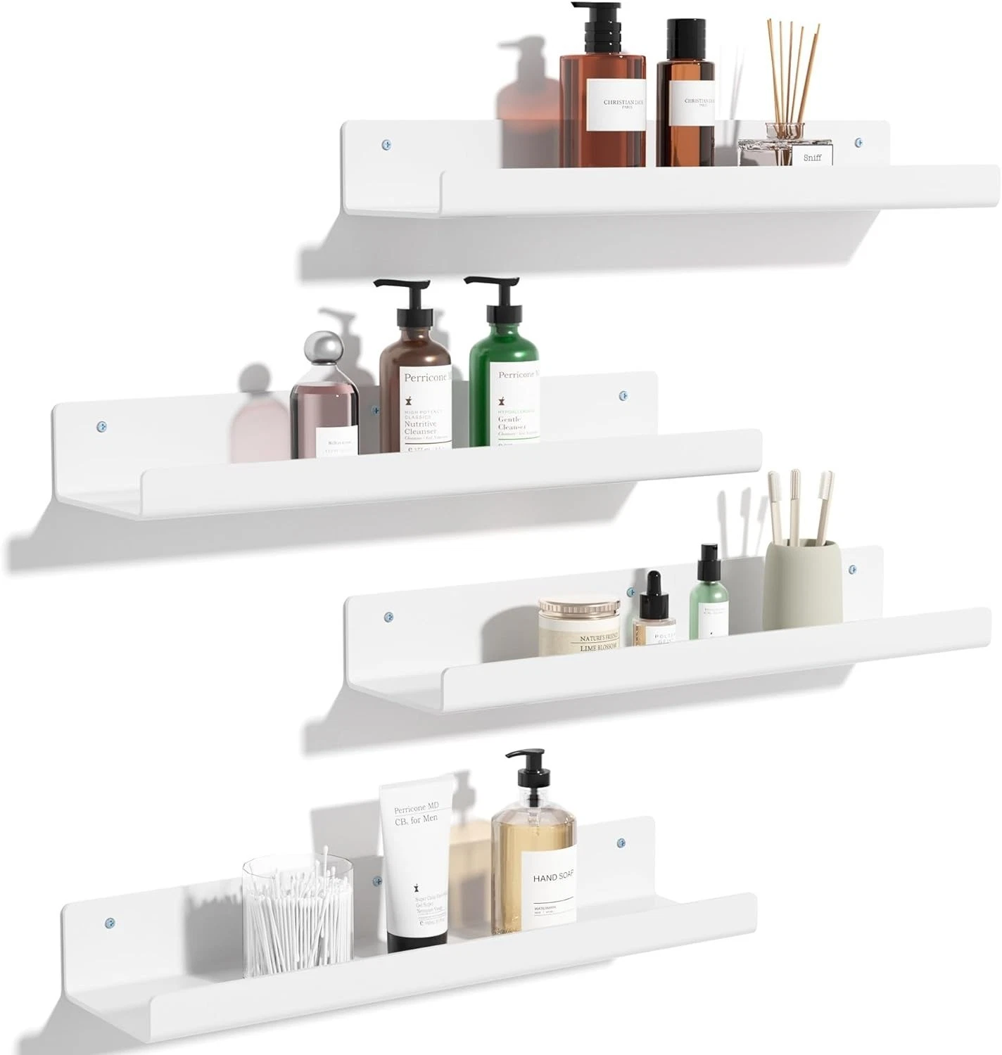 upsimples 15" Acrylic Floating Wall Shelves White - Set of 4