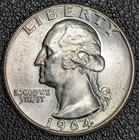 1964 Washington Silver Quarter 25C - GEM UNC! - Old Glory C&C Weekly 1c Auction!