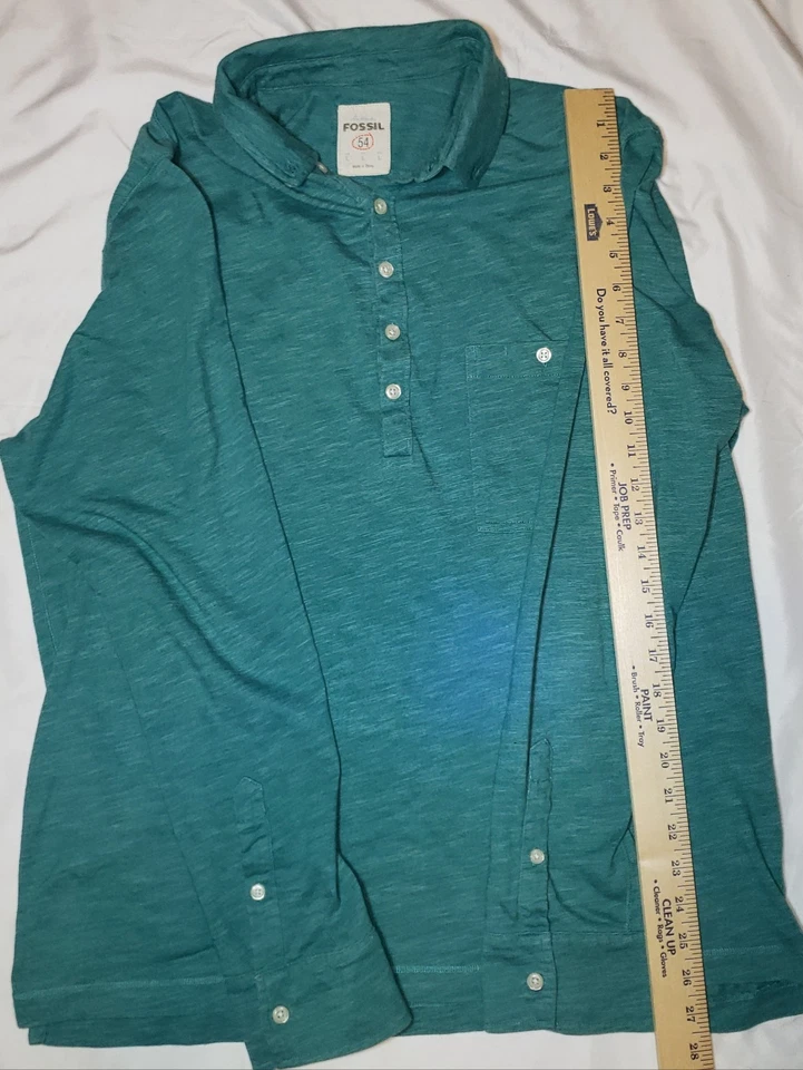 Подлинная мужская рубашка Fossil L с длинным рукавом на пуговицах зеленая - Изображение 2 из 4