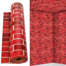 Red Brick Wall Backdrop Tablecloth Decoration 52 In x 100 Ft Red Brick Wrappi...