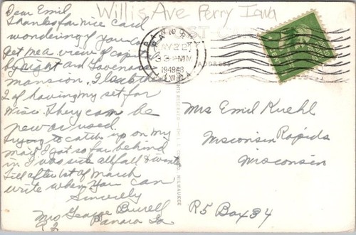 Foto real de PERRY, Iowa postal RPPC WILLIS AVENUE escena del centro / 1948 Cancelar - Imagen 2 de 2