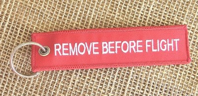ATP Crew Remove Before Flight Red Canvas Embroidered Keychain 5''x1'' Aviation