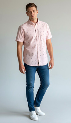 Molokai Surf Co. Men s Pink Flamingo Animal Print Button-Up Shirt M Pockets