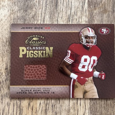 2002 Donruss Classics JERRY RICE /250 49ERS PIGSKIN G/U SB XXIII MEMORABILIA 