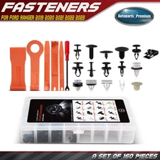 160Pcs Bumper Panel Retainer Clips Fender Fastener Kit for Ford Ranger 2019-2023