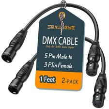 2 PCS 1 FT 5 Pin Male To 3 Pin Female DMX Lighting Cables Microphone Cord